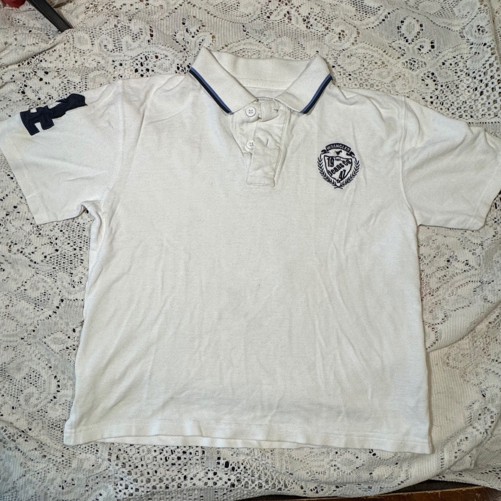Wrangler Jeans Co. Kids White Polo Shirt Size M(8) Short Sleeve Casual